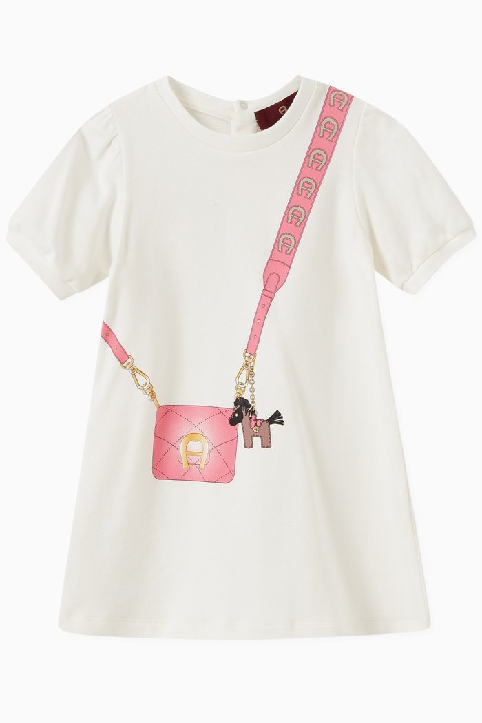 

Crossbody Graphic Print Dress, White