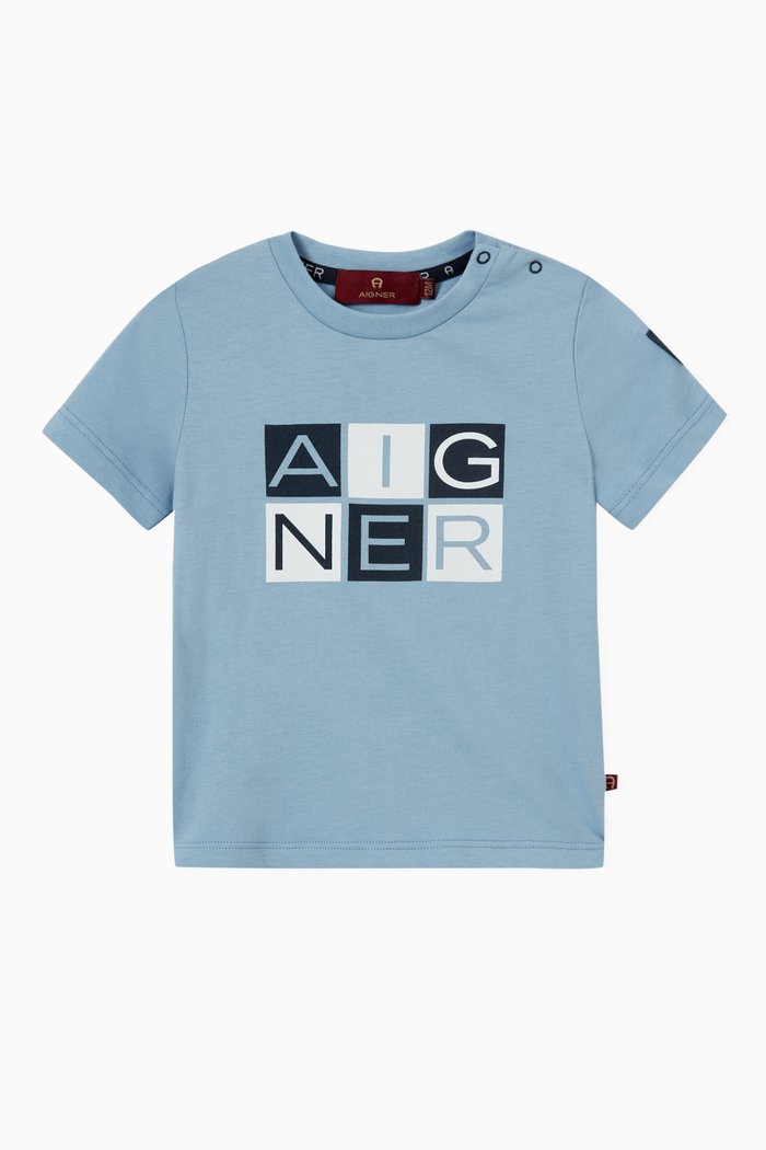 

Logo Block Graphic T-shirt in Cotton, Blue