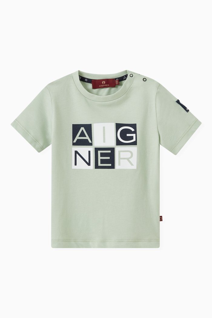 

Logo Block Graphic T-shirt in Cotton, Green