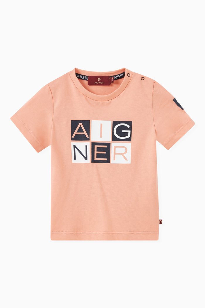 

Logo Block Graphic T-shirt in Cotton, Pink