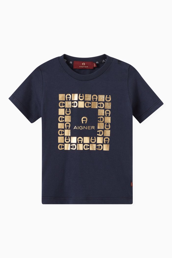 

Metallic Logo T-shirt in Cotton, Blue