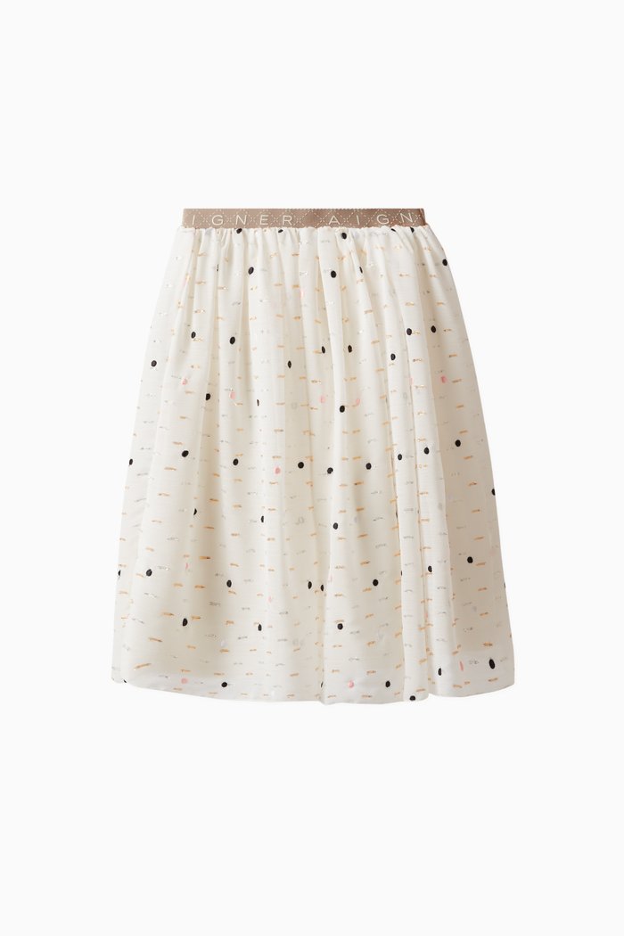 

Logo Tape Glitter Skirt in Tulle, White