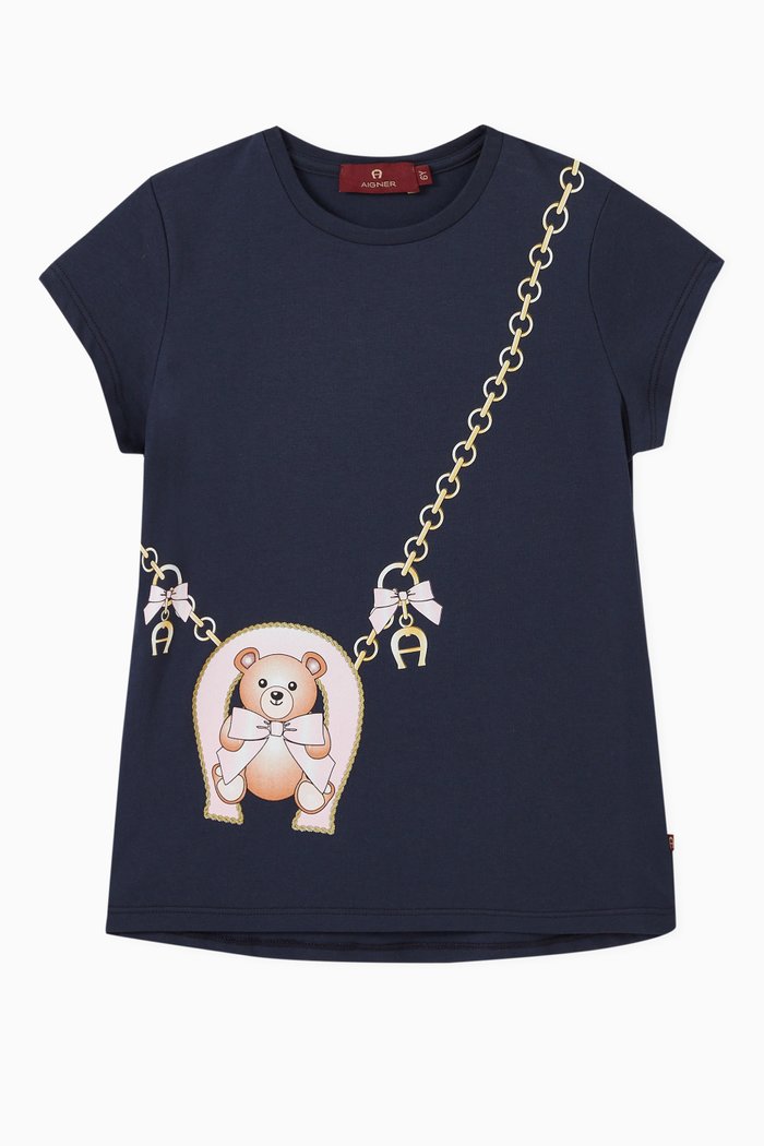 

Teddy Bag Print T-shirt in Cotton, Blue