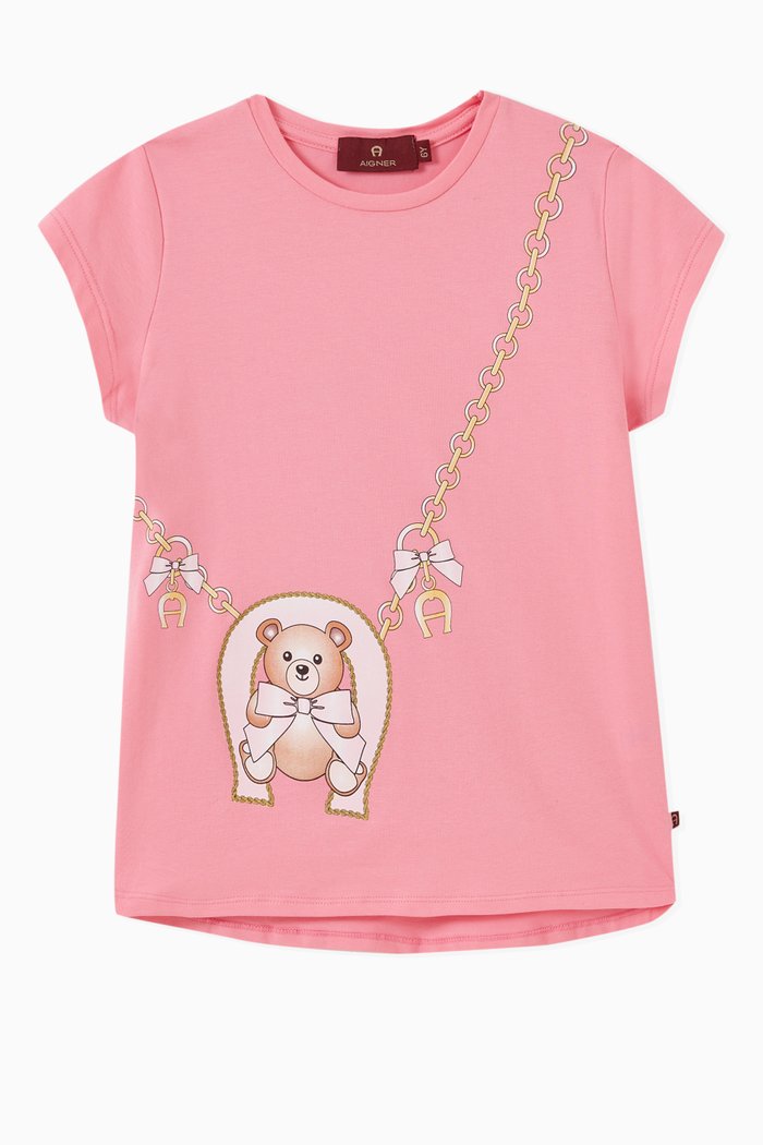 

Teddy Bag Print T-shirt in Cotton, Pink