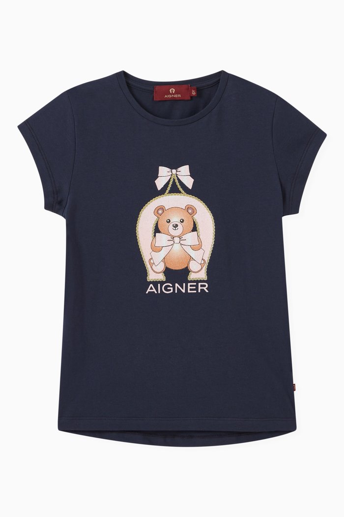 

Teddy Logo Illustration T-shirt in Cotton, Blue