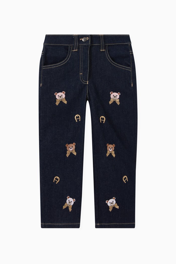 

Mini Teddy and Logo Jeans in Denim, Blue