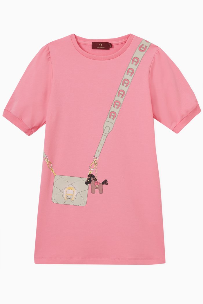 

Unicorn Crossbody Bag Print Dress in Cotton, Pink