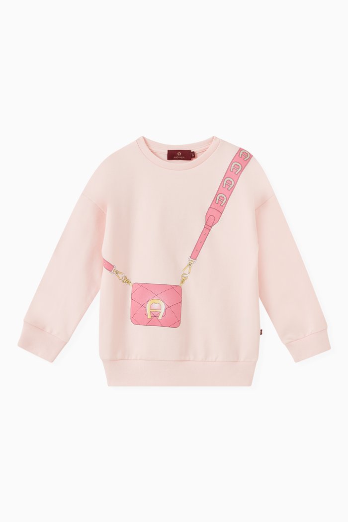 

Crossbody Bag Print Sweatshirt in Cotton, Pink