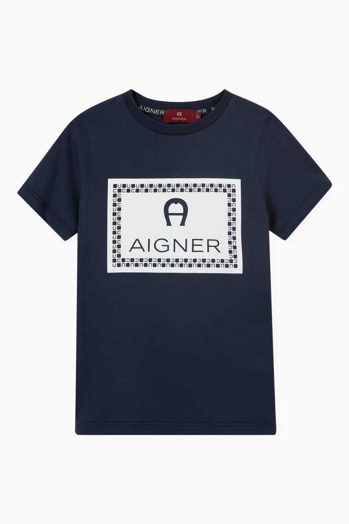 

Contrast Logo Patch T-shirt in Cotton, Blue