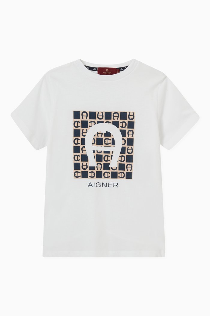 

Contrast Square Logo Print T-shirt in Cotton, White