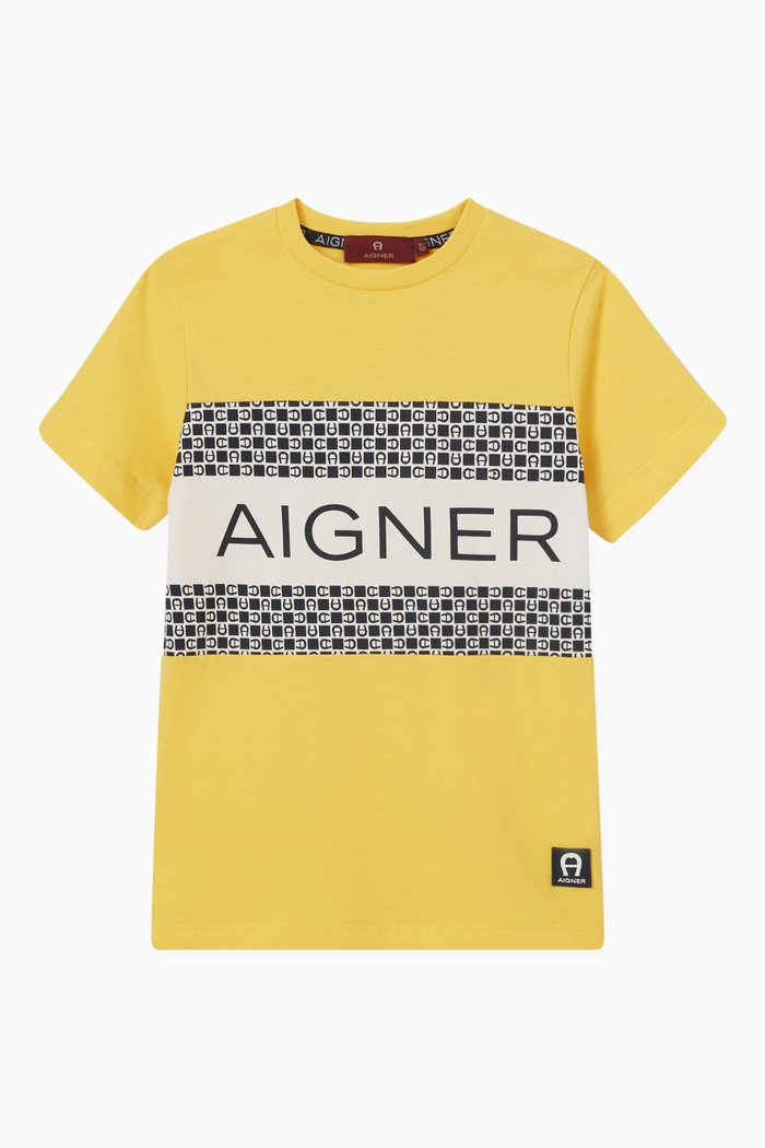

Large Contrast Logo Patch T-shirt in Cotton, Yellow