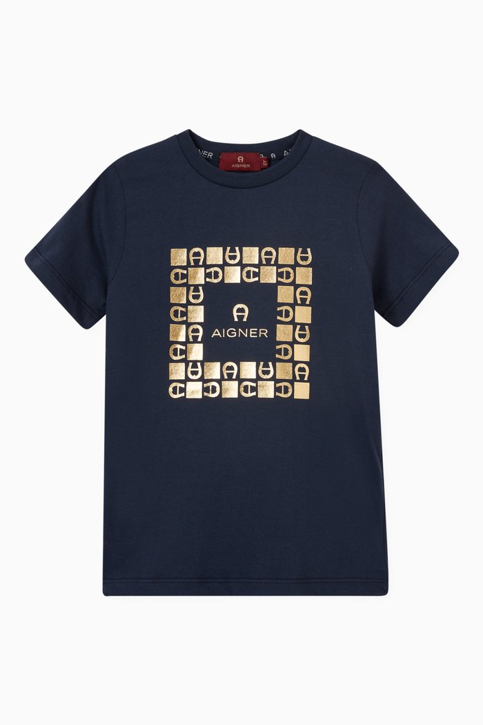 

Metallic Logo T-shirt in Cotton, Blue