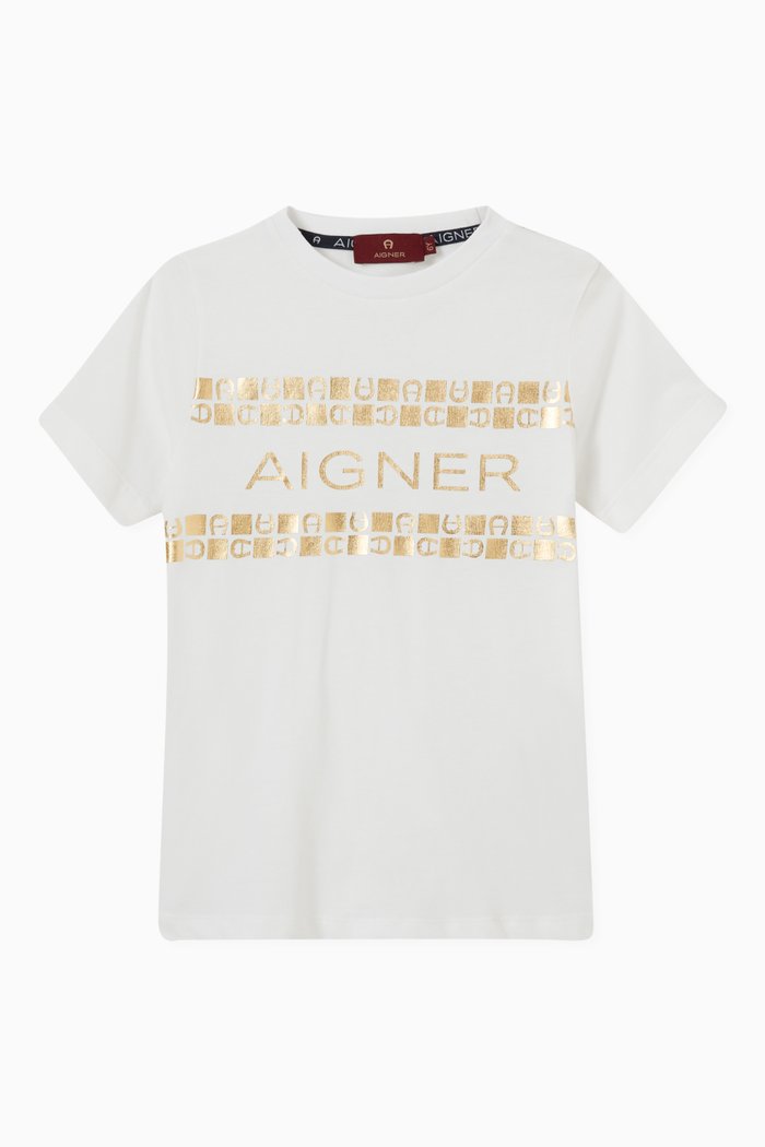 

Macro Pattern Logo Print T-shirt in Cotton, White