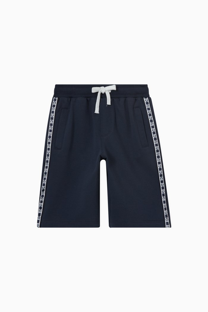 

Contrast Logo Tape Shorts in Cotton, Blue