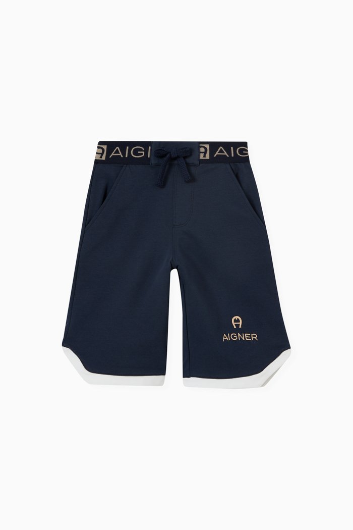 

Logo Waistband Bermuda Shorts in Cotton, Blue