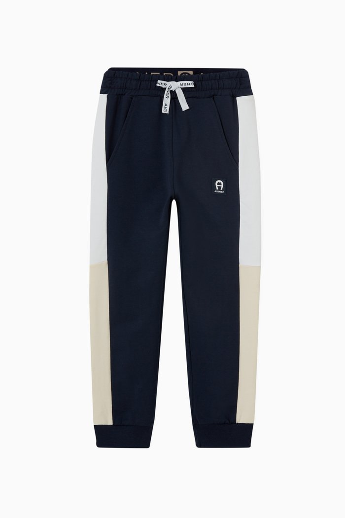

Tricolor Stripe & Logo Sweatpants in Cotton, Blue