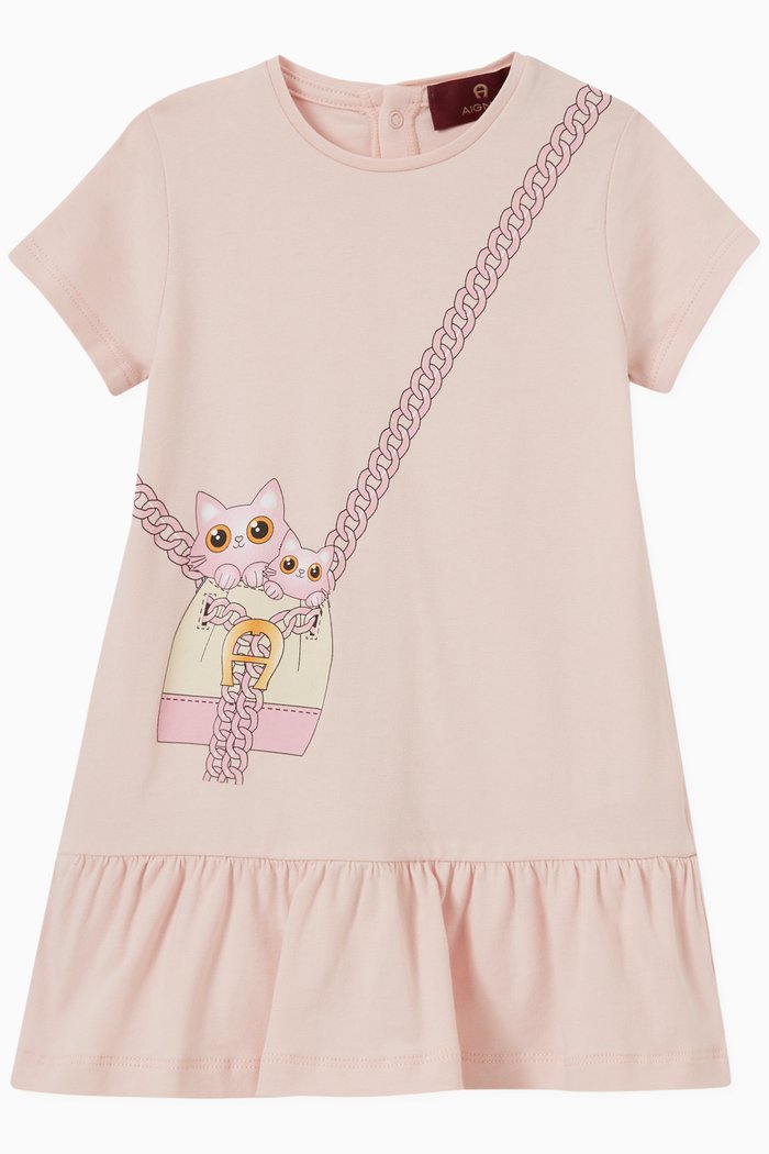

Cats Crossbody Bag Print Dress in Cotton, Pink