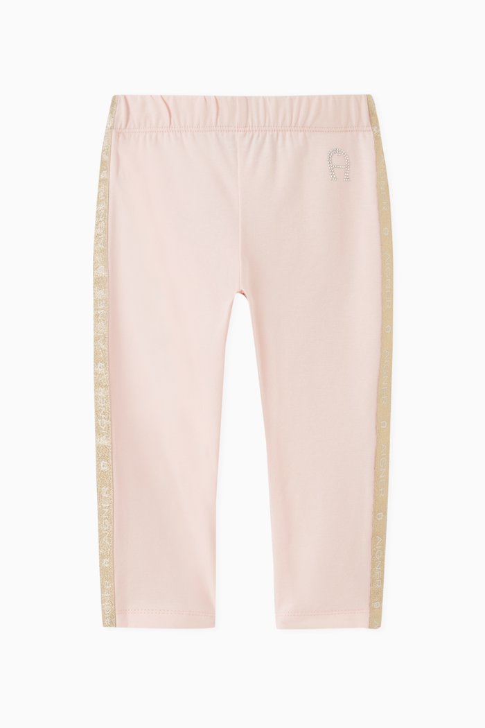 

Glitter Logo Tape Leggings in Cotton, Pink