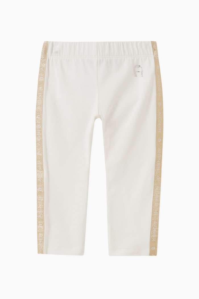 

Glitter Logo Tape Leggings in Cotton, White