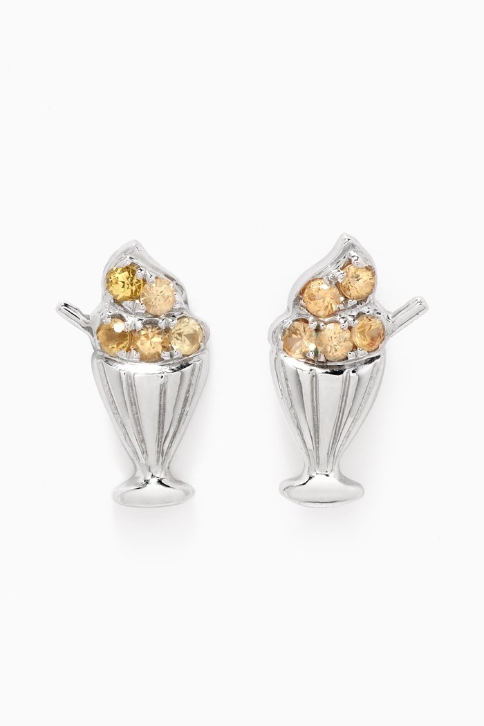 

Ice Cream Yellow Sapphire Earrings in 18kt White Gold