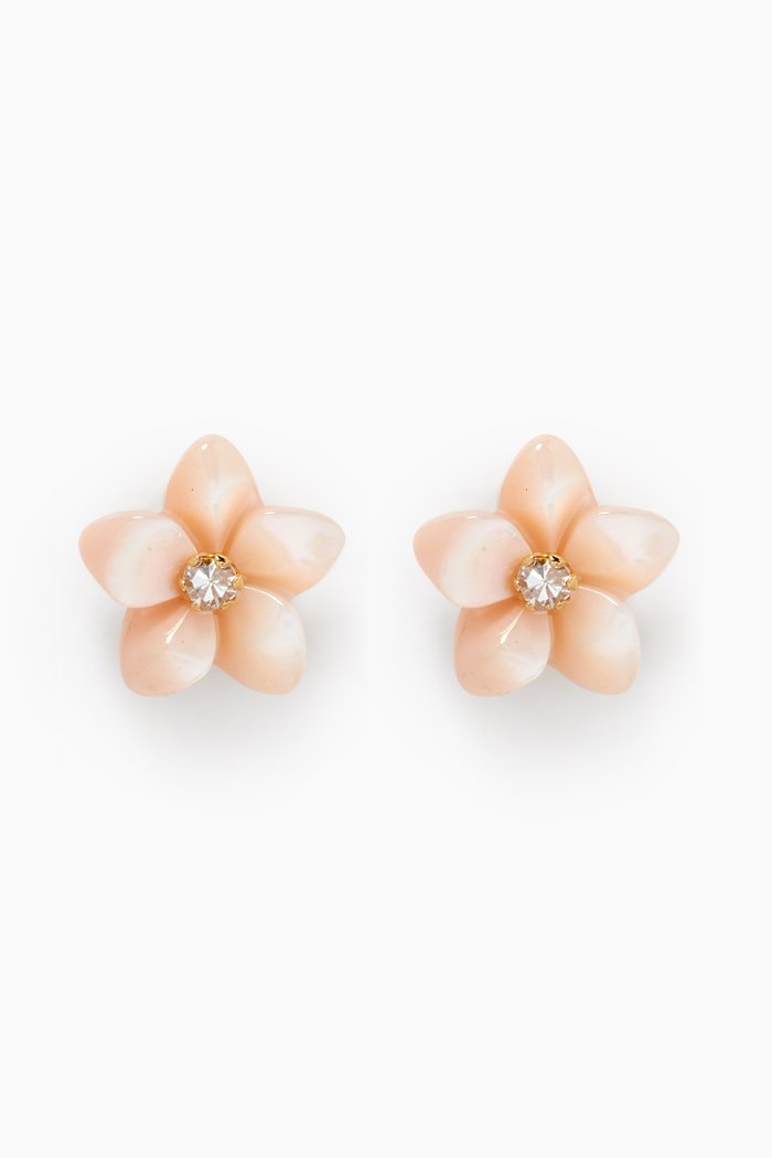 

Floral Mother of Pearl Diamond Earrings in 18kt Yellow Gold