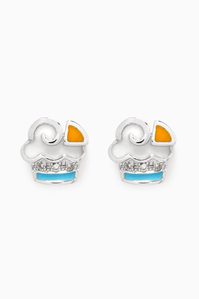 

Cake Diamond Earrings in 18kt White Gold