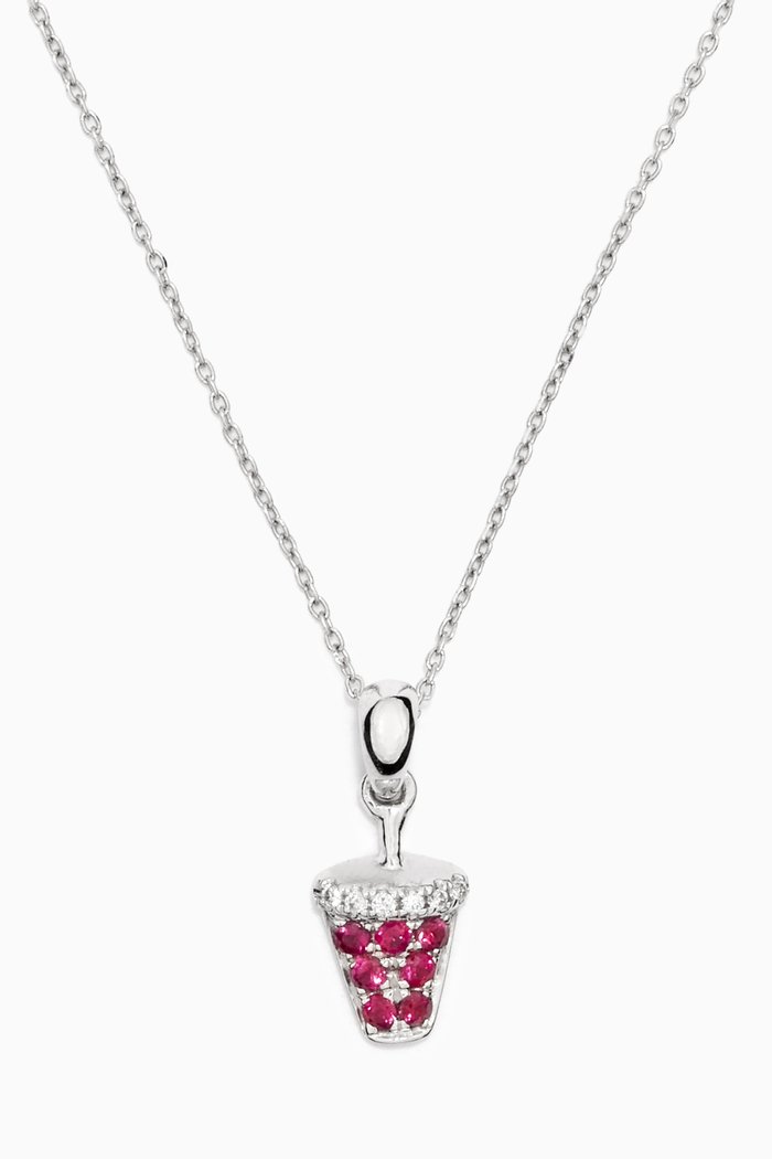 Juice Ruby Diamond Pendant in 18kt White Gold