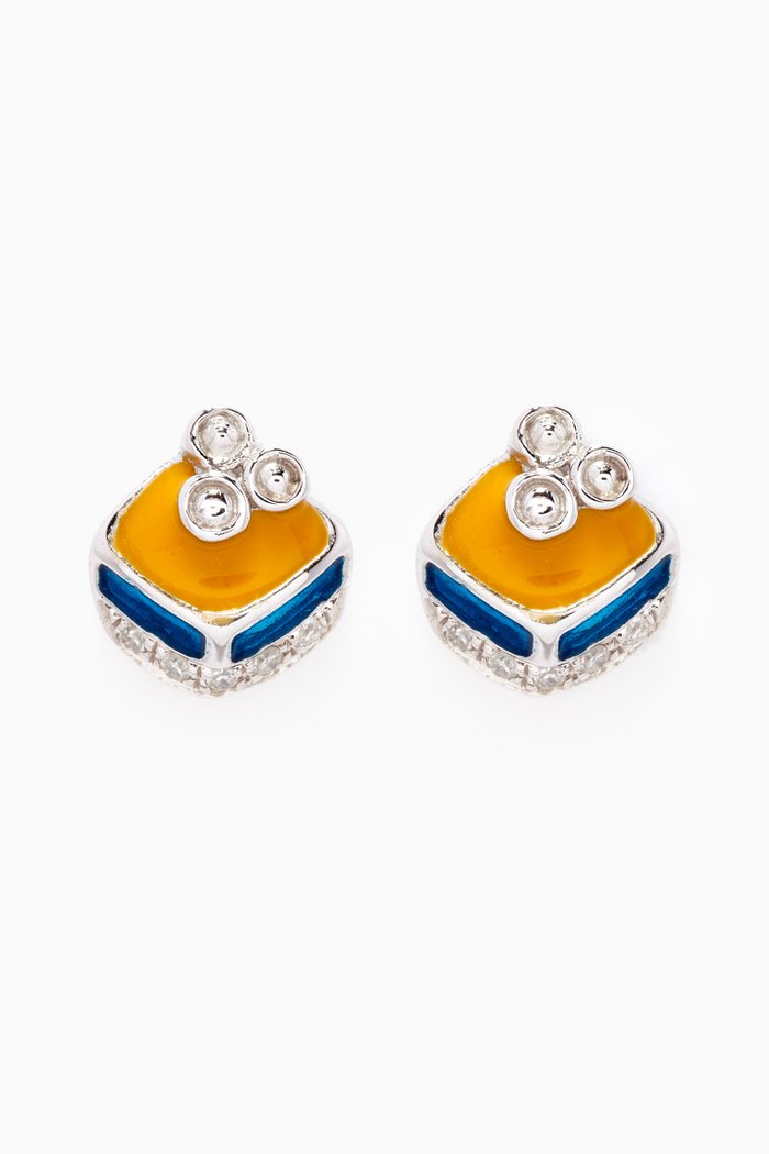 

Cake Diamond Earrings in 18kt White Gold