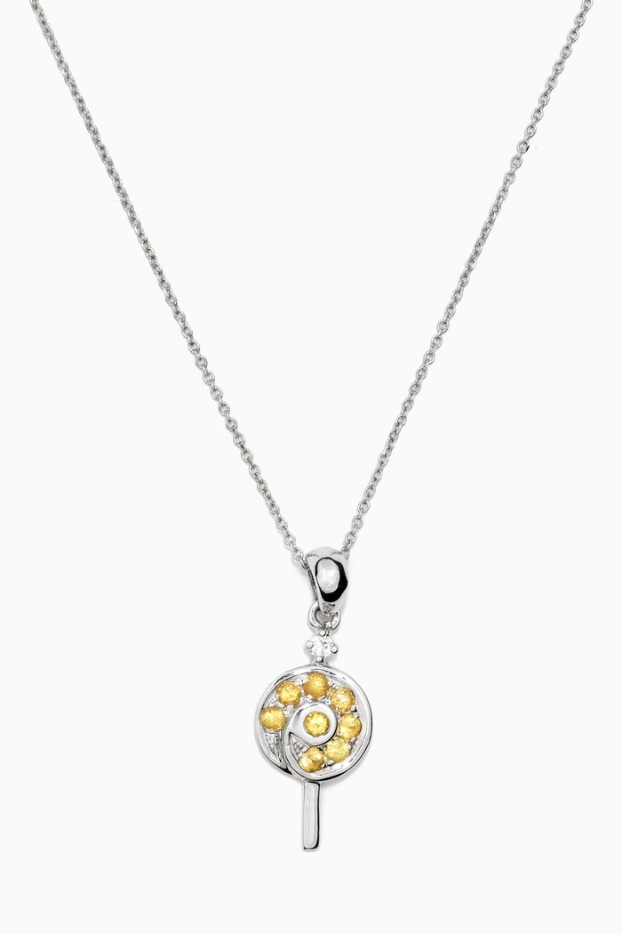 

Lollipop Yellow Sapphire Diamond Pendant in 18kt White Gold