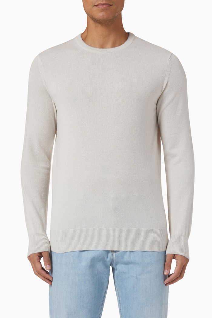 Crewneck Sweater in Cashmere, Neutral
