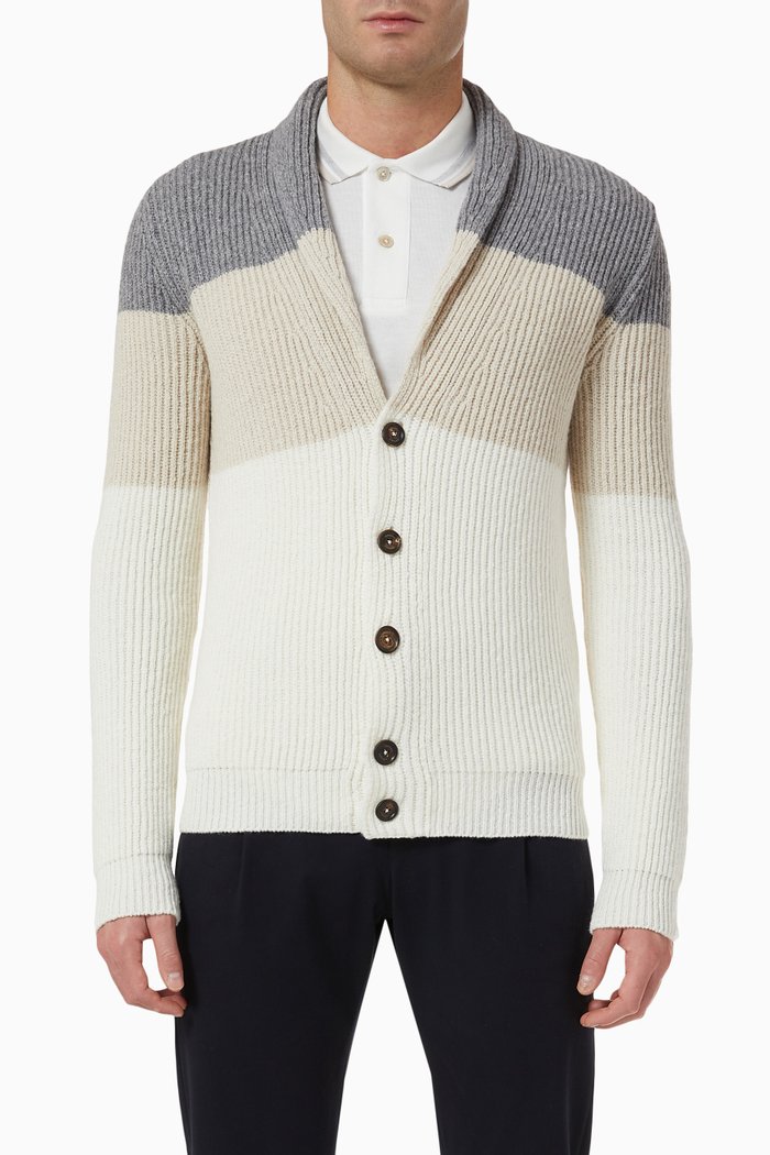 

Geometric Cardigan in Cashmere, Grey