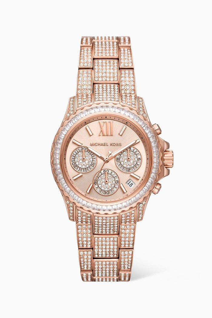 

Everest Pavé Quartz Chronograph Watch, 36mm, Rose gold