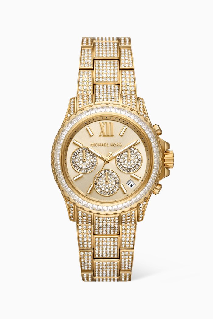

Everest Pavé Quartz Chronograph Watch, 36mm, Gold