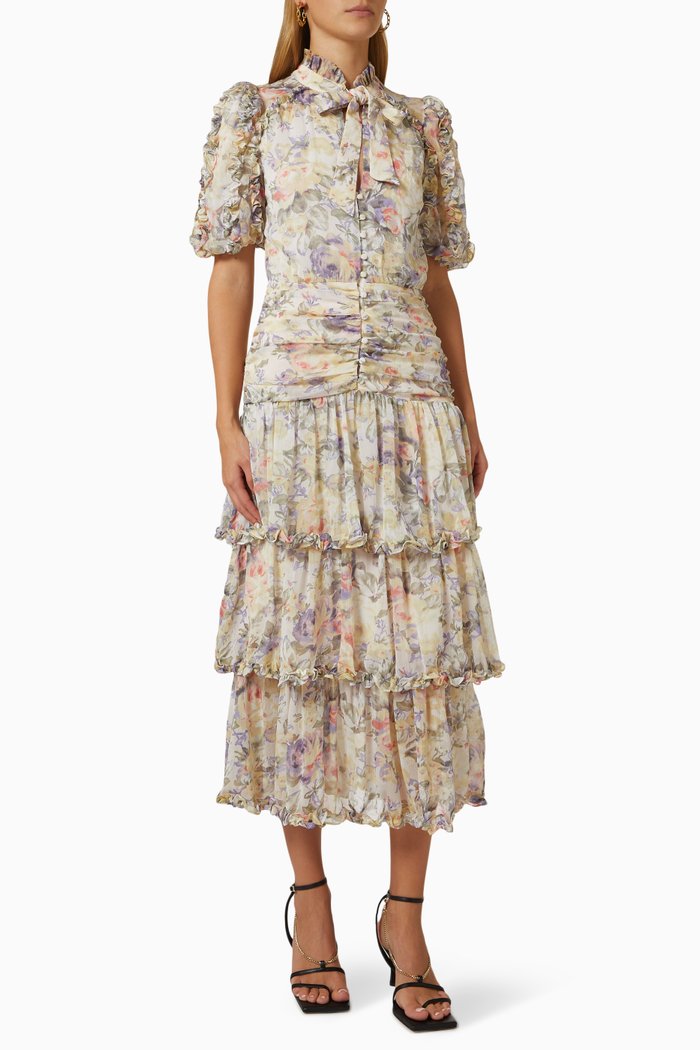 

Rostrata Midi Dress in Chiffon, Multicolour