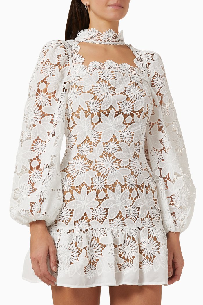 

Muricata Mini Dress in Lace, Neutral