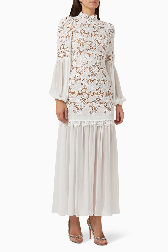 

Cosmos Maxi Dress in Lace, Neutral