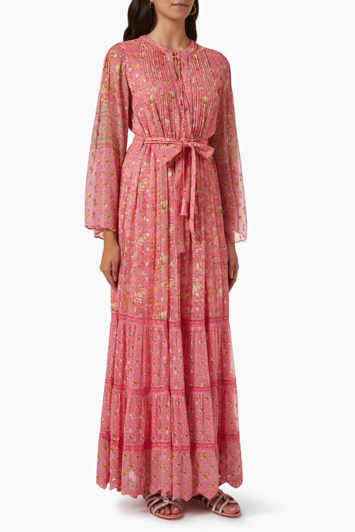 

Floral Print Belted Dress, Pink