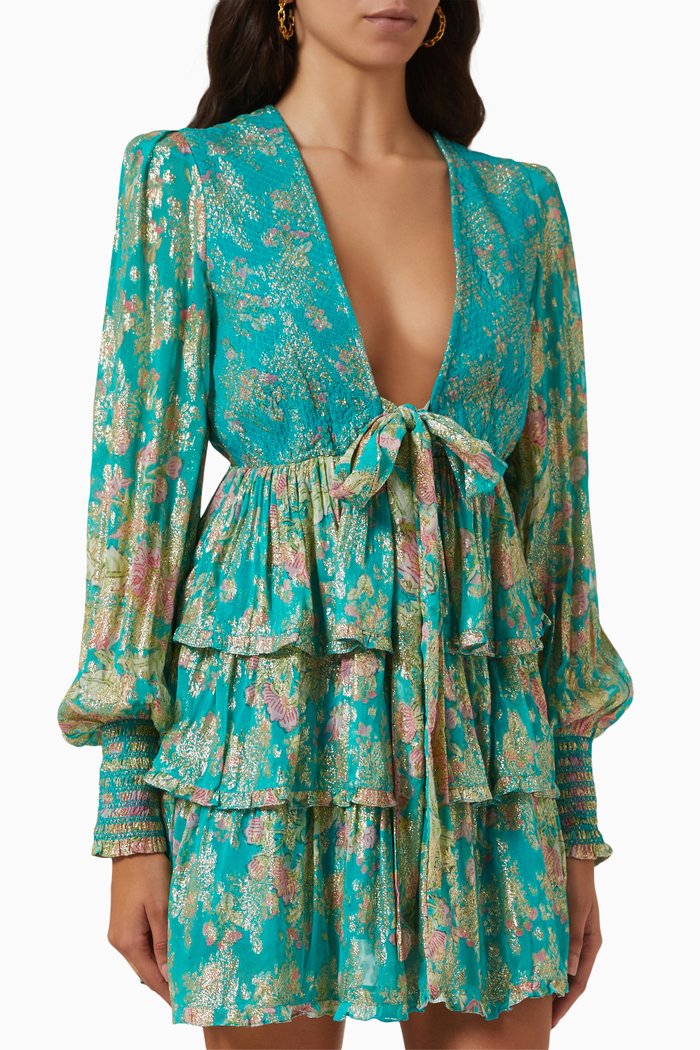 

Floral Print Tiered Dress, Green