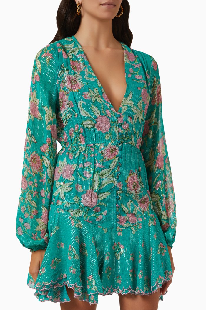 

Floral Print Dress, Green