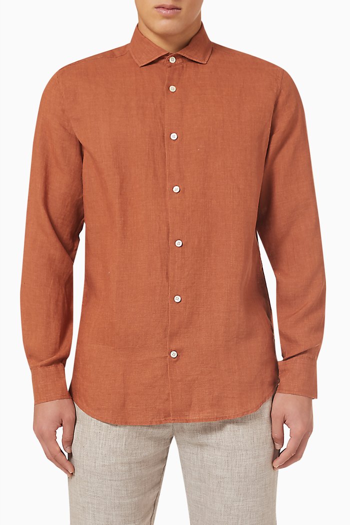 

Antonio Shirt in Linen, Brown