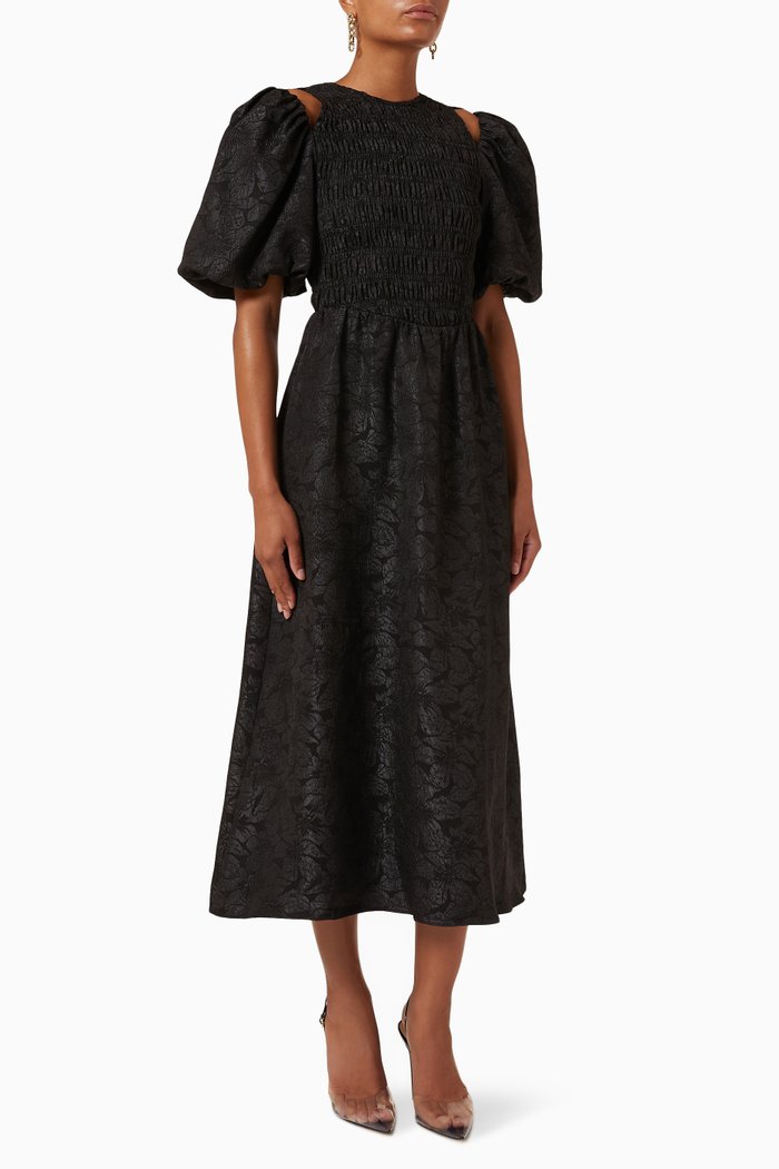 

Osca Midi Dress in Viscose Jacquard, Black