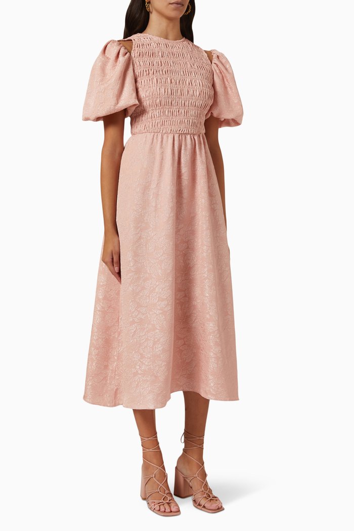 

Osca Midi Dress in Viscose Jacquard, Pink