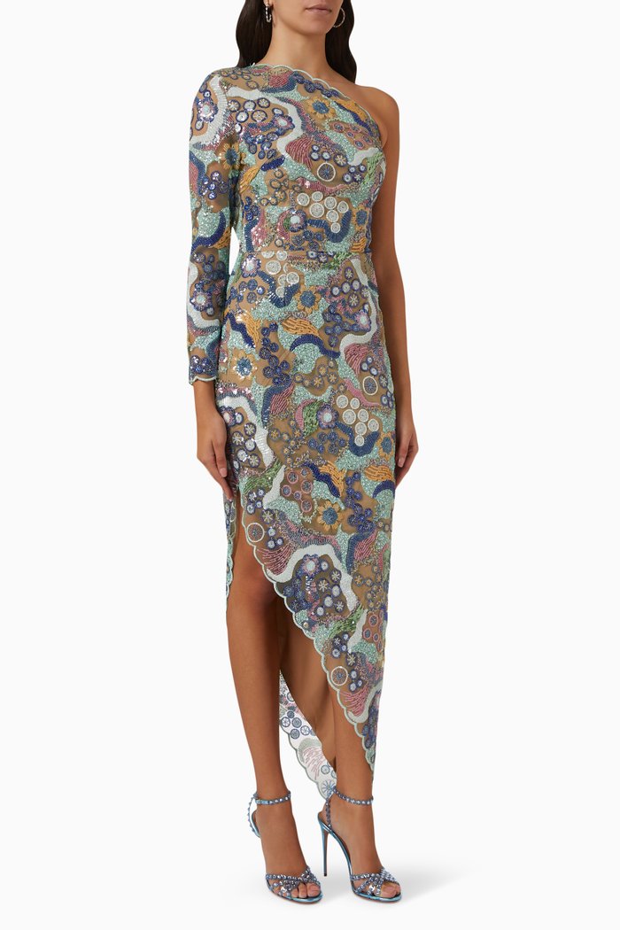 Convection Dress in Sequinned Mesh, Multicolour