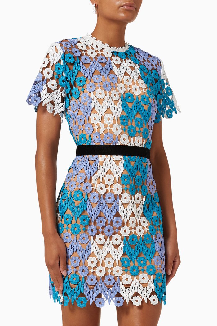 

Deception Dress in Lace, Blue