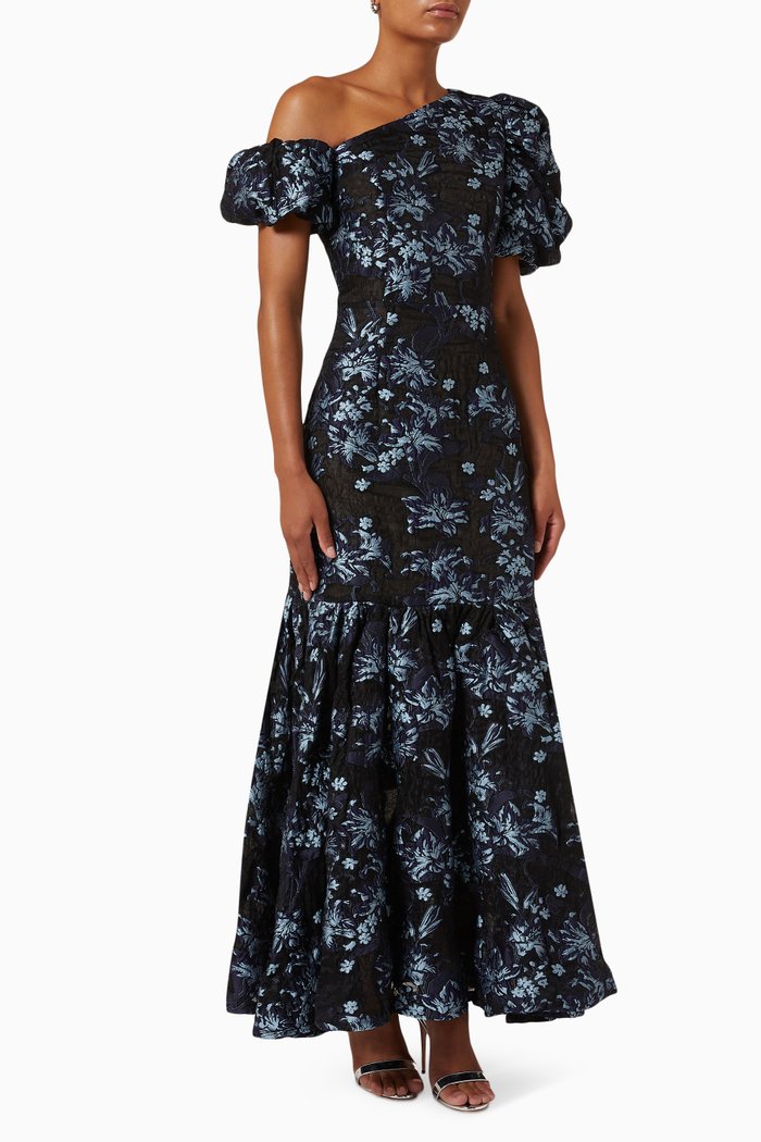 

Planetary Floral Textured Dress, Black
