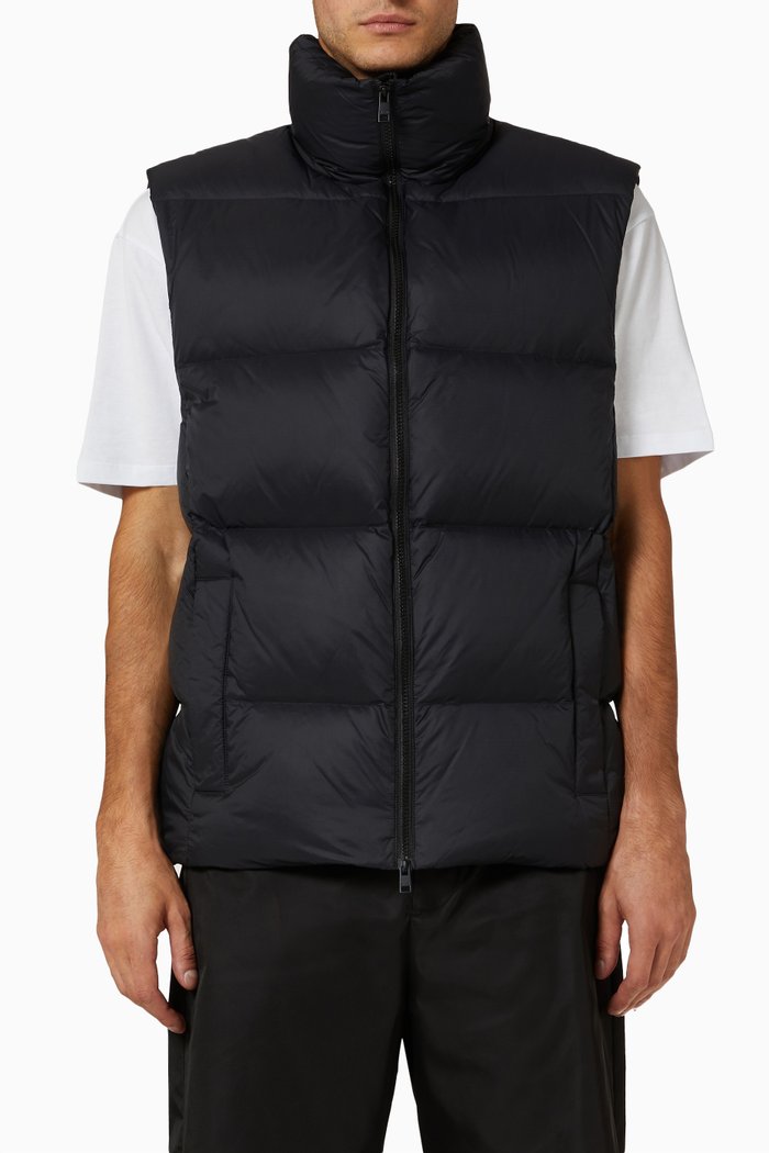 

Sleeveless Puffer Jacket in Down, Black
