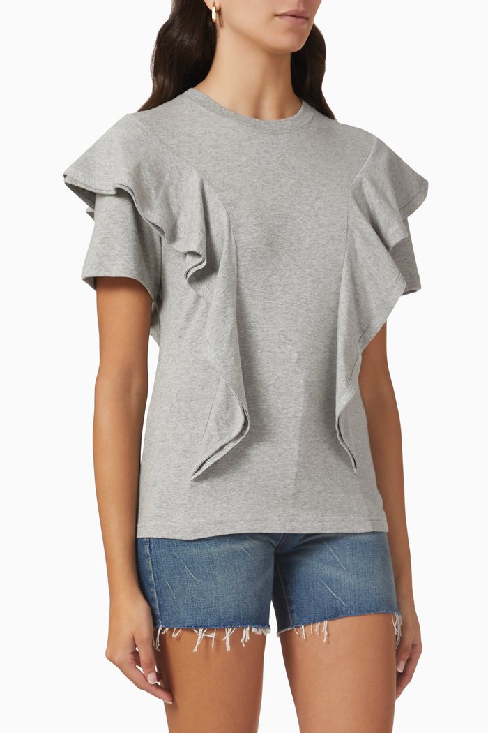 

Ruffled T-shirt in Cotton Jersey, Grey