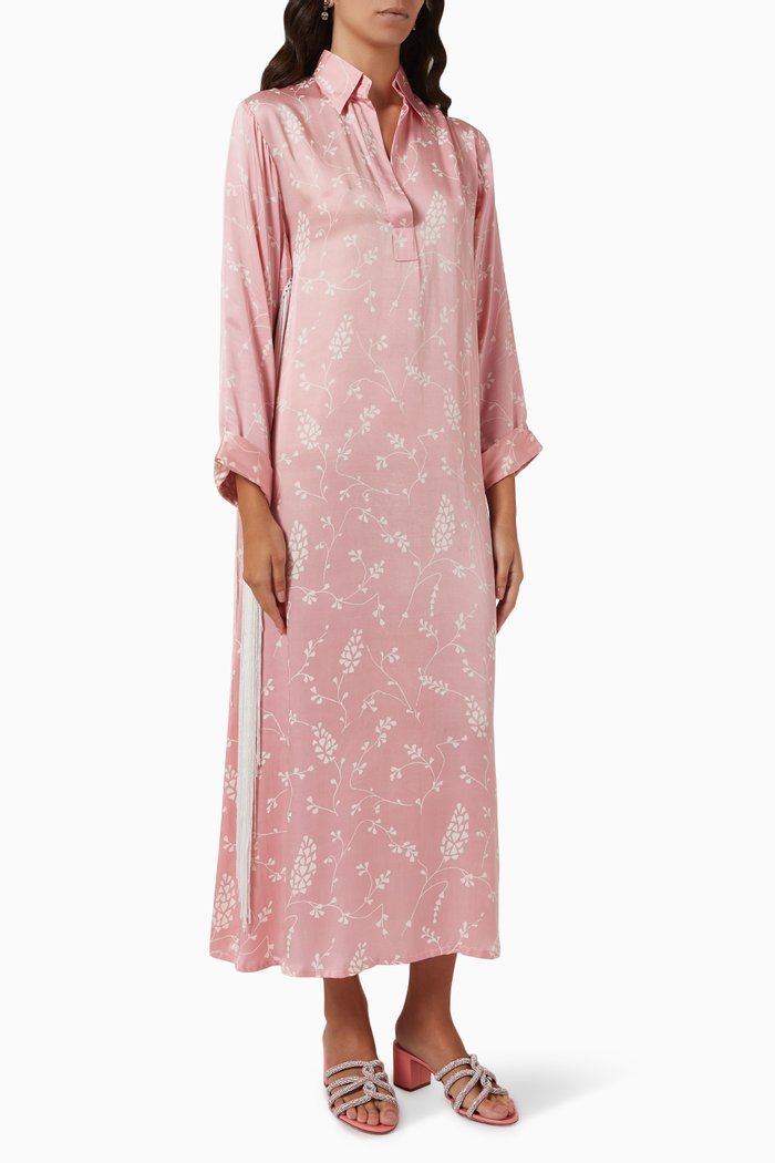 

Fringe Silk Dress, Pink