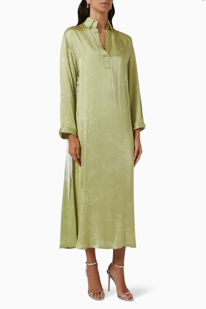 

Silk Fringe Dress, Green