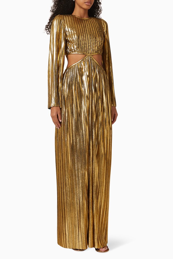 

Cut-out Maxi Dress in Fabric, Gold